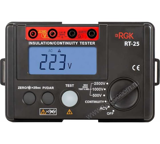 Изображение товара Мегаомметр RGK RT-25 с поверкой 779708