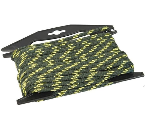 Изображение товара Плетеная веревка MAESTRO с сердечником, 6 мм х 10 м, хаки с оранжевой нитью, рамка 69182