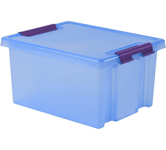 Изображение товара Контейнер с крышкой HONEYCOMB 36 л, серия HOME, прозрачно-голубой M-H36-00.06new