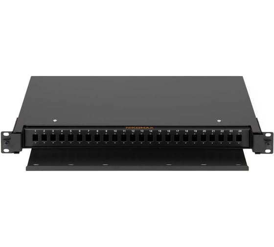 Изображение товара Оптический кросс NIKOMAX 19", 1U, до 24 SC неукомплектованный NMF-RP24SC-TS-P1-1U-BK