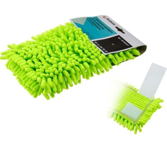 Изображение товара Сменная насадка для швабры PERFECTO LINEA из шенилла, зеленая, на липучках 44-431017