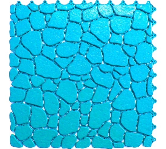 Изображение товара Антискользящий коврик для ванны, бассейна, сауны, бани ПластФактор Aqua Stone набор из 12 модулей, голубой 4630027111654