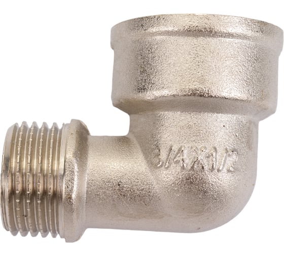 Изображение товара Угольник STI латунный Ду20х15 (3/4"х 1/2") Ру16  ВР/НР переходной, никелированный D270-05070