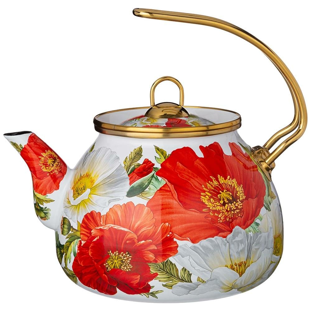 Эмалированный чайник для индукционных плит Agness, цвет разноцветный