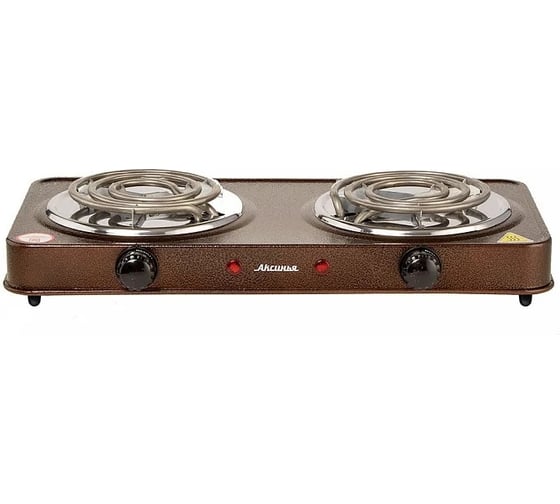 Изображение товара Электрическая плита Аксинья КС-007 спираль, двухконфорочная, коричневая 5 Р1-00004490