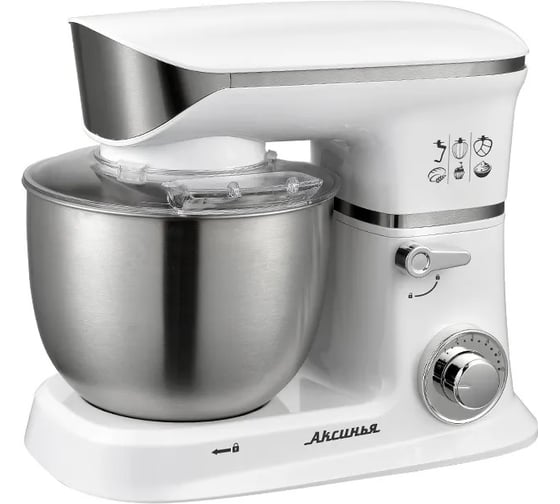 Изображение товара Планетарный миксер Аксинья КС-407 белый, 1200 Вт, чаша из нержавеющей стали, 5 л 0R-00006234