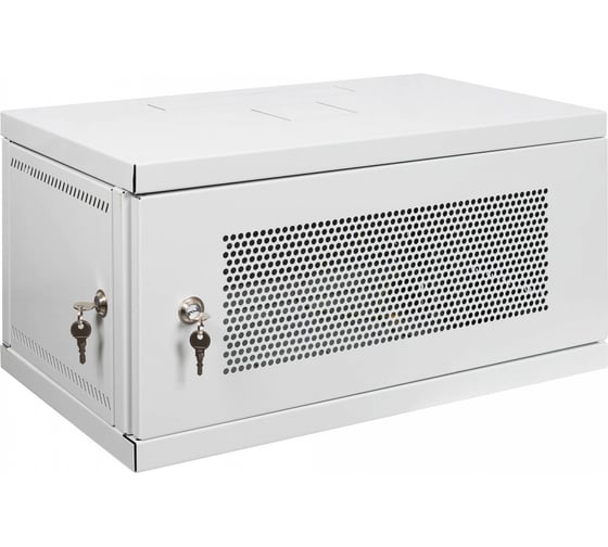 Изображение товара Настенный разборный шкаф КДДС 19", 6U, ПЕРФОРИРОВАННАЯ дверь, 600x350, серый УТ000004356