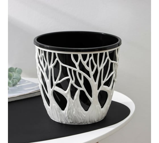 Изображение товара Кашпо со вставкой СИМАЛЕНД Форест 3 л, бело-черное 5361894