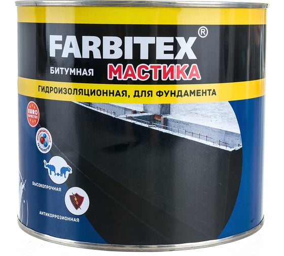 Изображение товара Битумная мастика Farbitex (гидроизоляционная; 2 кг) 4300003453