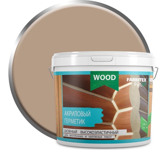 Изображение товара Акриловый герметик Farbitex (шовный; высокоэластичный; сосна; 6 кг) 4300005102