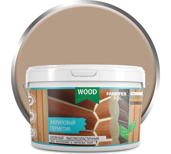 Изображение товара Акриловый герметик Farbitex (шовный; высокоэластичный; сосна; 3 кг) 4300005101