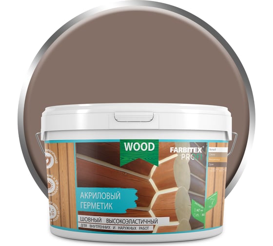 Изображение товара Акриловый герметик Farbitex (шовный; высокоэластичный; орех; 3 кг) 4300005098