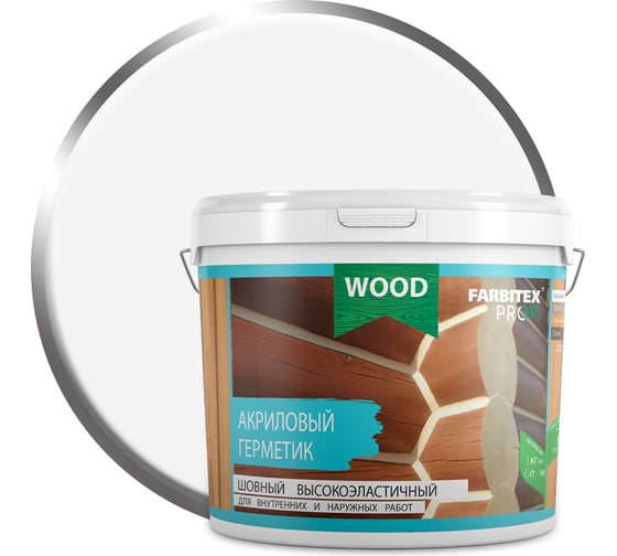 Изображение товара Акриловый герметик Farbitex (шовный; высокоэластичный; белый; 6 кг) 4300005093