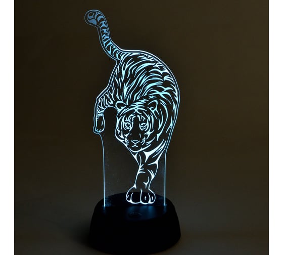 Изображение товара Светильник декоративный Uniel с эффектом 3D «Тигр», на батарейках ULI-M506 RGB/3AA TIGER/BLACK UL-00008401
