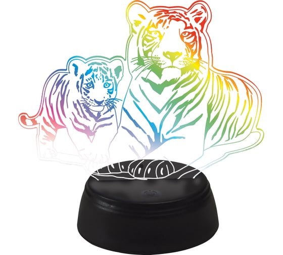 Изображение товара Декоративный светильник Uniel с эффектом 3D «Семья тигров», на батарейках ULI-M508 RGB/3AA TIGER