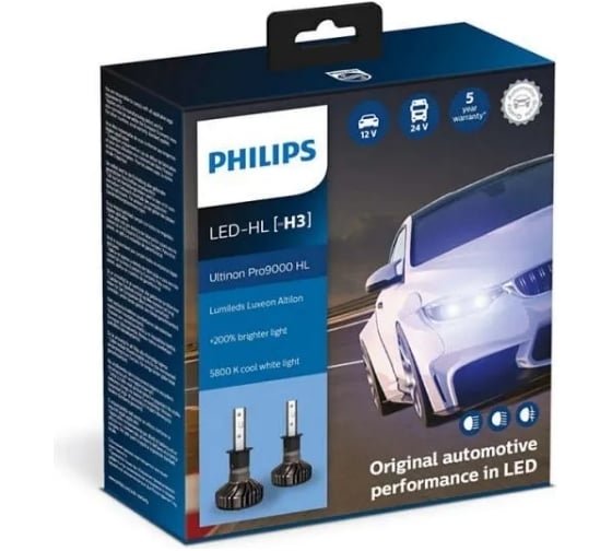 Изображение товара Автолампа PHILIPS H3, Ultinon Pro9000 LED HI/LO, 5800 K, 12 В 11336U90CWX2