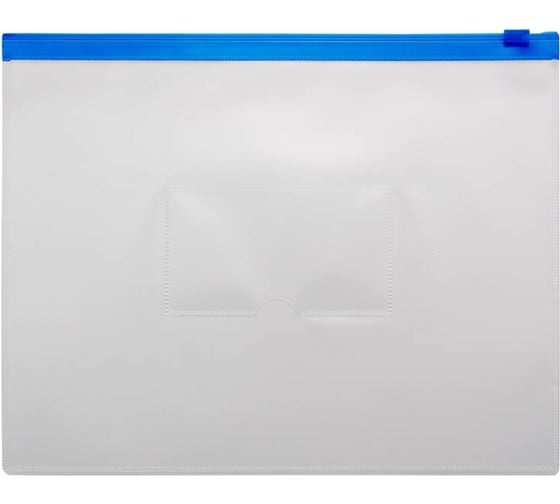 Изображение товара Папка на молнии БЮРОКРАТ ZIP A5, полипропилен 0.15 мм, карман для визитки, цвет молнии синий, 12 шт 816731