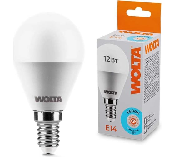 Изображение товара Светодиодная лампа Wolta "Шар" G45 12Вт 1050лм 6500К Е14 1/50 25W45GL12E14