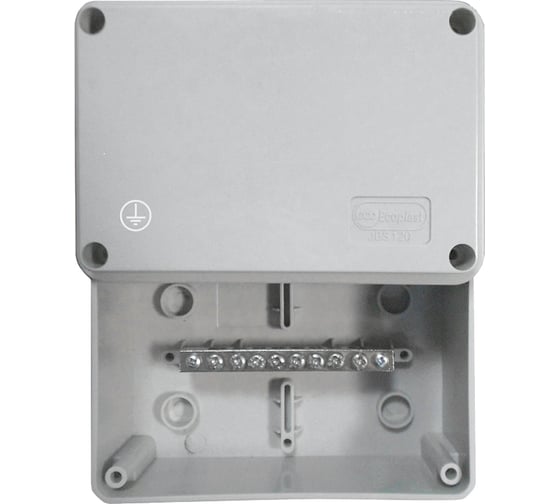 Изображение товара Коробка без сальников Экопласт КУП BJB/JBS120 6x9мм, 7 зажимов, 63А, о/п, 120x80x50, IP56 44058KP