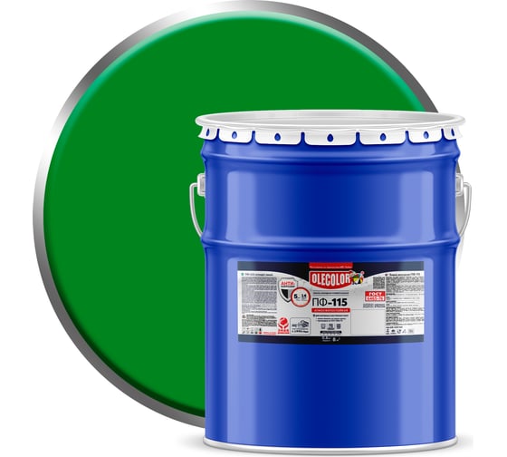 Изображение товара Эмаль OLECOLOR ПФ-115 ярко-зеленый, 20 кг 4300000254
