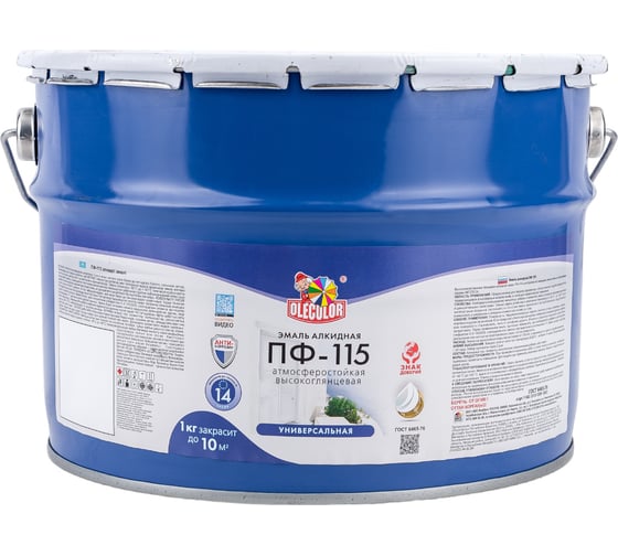 Изображение товара Эмаль OLECOLOR ПФ-115 зеленый, 10 кг 4300005176