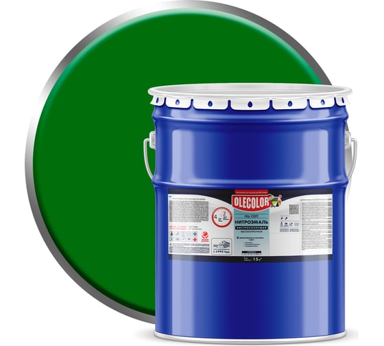 Изображение товара Эмаль OLECOLOR НЦ-132П зеленый, 17 кг 4100000059