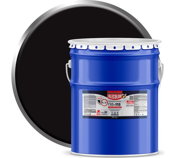 Изображение товара Эмаль OLECOLOR ПФ-115 черный, 20 кг 4300000247
