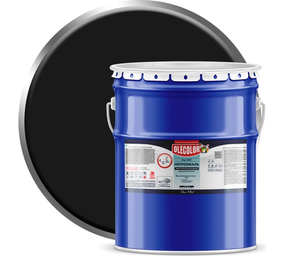 Изображение товара Эмаль OLECOLOR НЦ-132П черный, 17 кг 4100000074