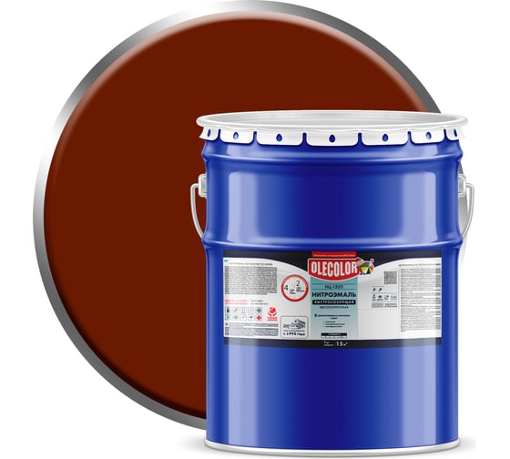 Изображение товара Эмаль OLECOLOR НЦ-132 красно-коричневый, 17 кг 4100003240
