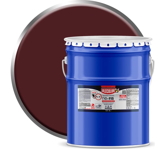 Изображение товара Эмаль OLECOLOR ПФ-115 вишневый, 20 кг 4300000175