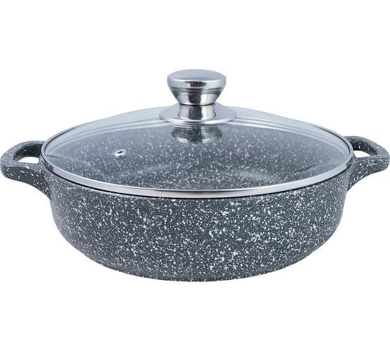 Изображение товара Литая жаровня Традиция готовить с любовью Мрамор 26 см, стеклянная крышка ТМ9263