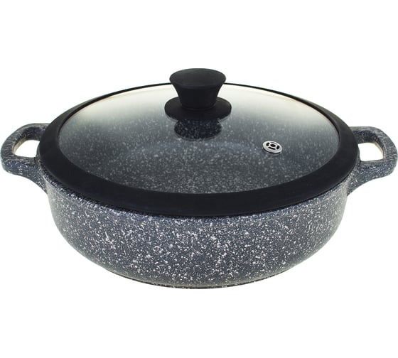 Изображение товара Литая жаровня Традиция готовить с любовью Мрамор 26 см, силиконовая крышка ТМ9267