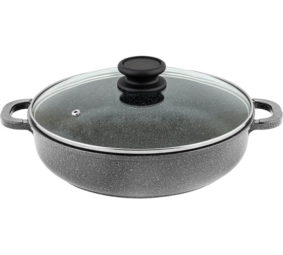 Изображение товара Литая жаровня Традиция готовить с любовью Антрацит 30 см, стеклянная крышка ТА9303