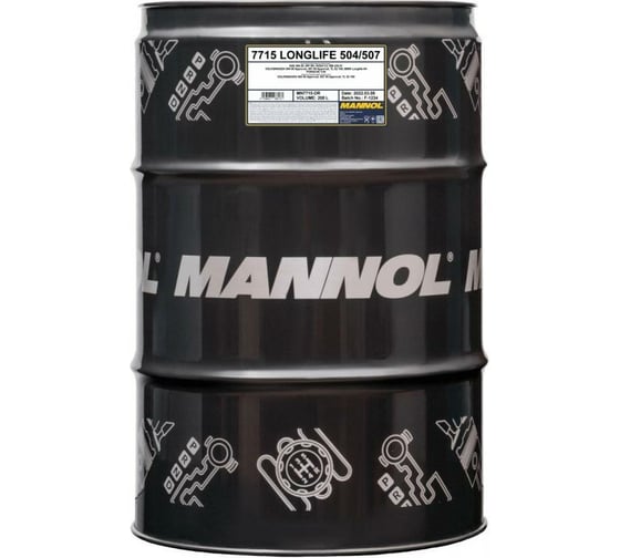 Изображение товара Моторное масло MANNOL LONGLIFE 504/507 синтетическое, 5W-30, 208 л 7004