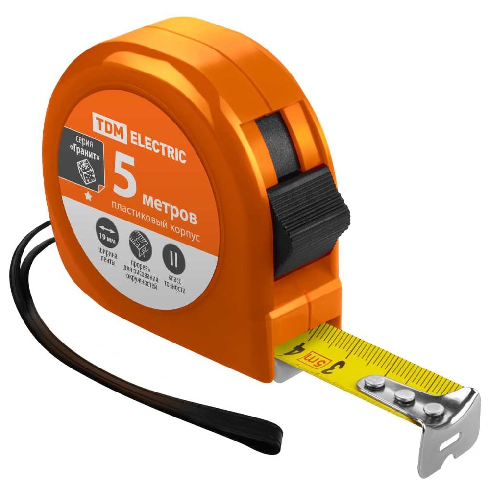 Изображение товара Рулетка TDM ELECTRIC 5м стальная лента пластиковый корпус