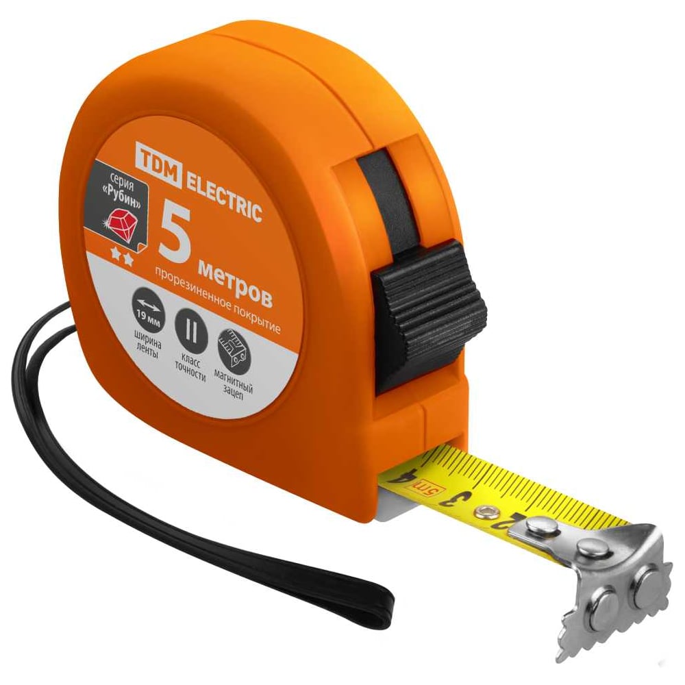 Изображение товара Рулетка TDM ELECTRIC 5 м сталь прорезиненное покрытие магнит клипса