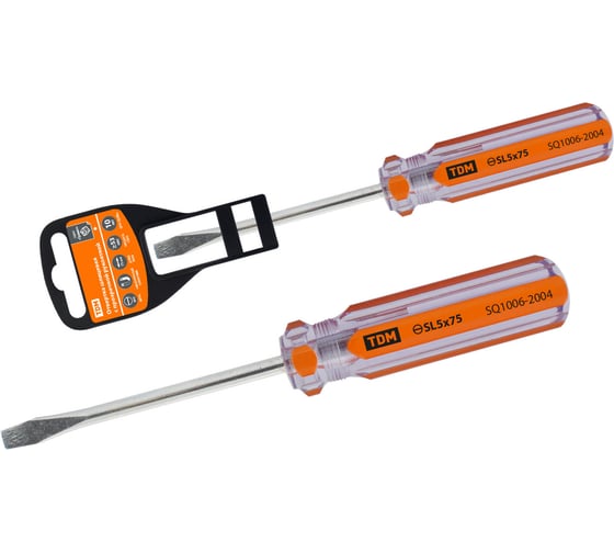 Изображение товара Шлицевая отвертка TDM ELECTRIC прозрачная рукоятка, углеродистая сталь, тип SL5.0x75 мм, серия Гранит SQ1006-2004