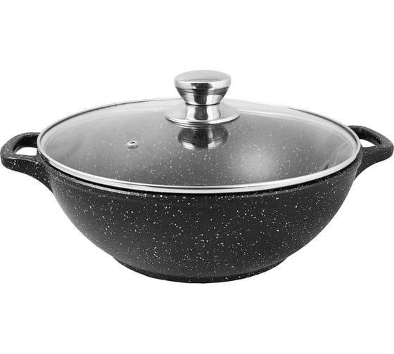 Изображение товара Литой казан Традиция готовить с любовью Гранит 28 см, 4 л, стеклянная крышка ТГ0283