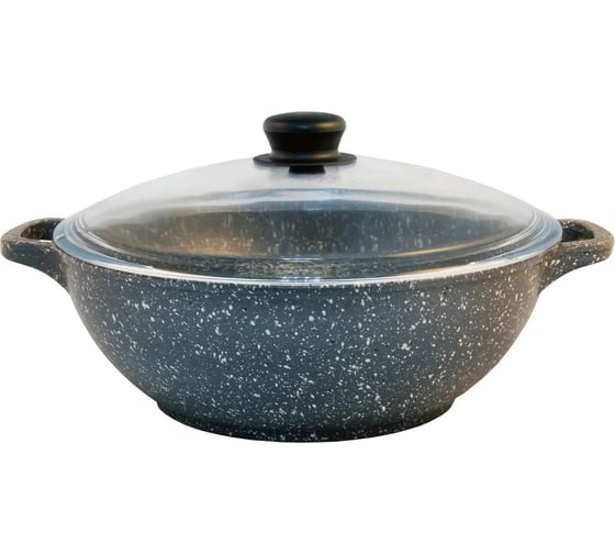 Изображение товара Литой казан Традиция готовить с любовью Мрамор 28 см, 4 л стеклянная крышка ТМ0283