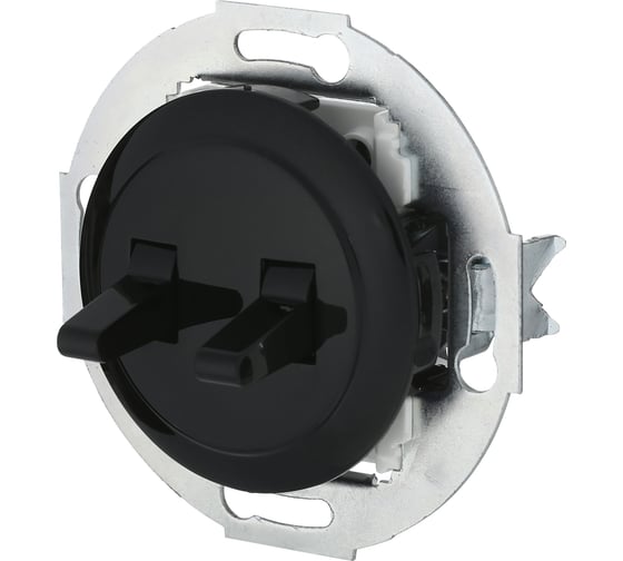 Изображение товара 2-рычажковый переключатель LK Studio с двух мест (сх.6+6) 16 A. 250 B, черный, LK Vintage 882408-1