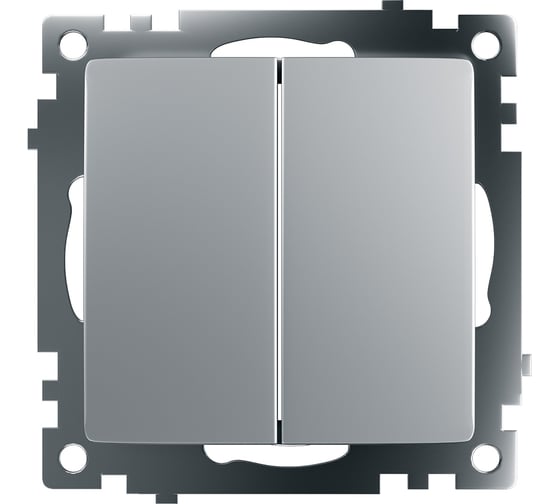 Изображение товара 2-клавишный выключатель STEKKER (механизм), GLS10-7104-03, 250V, 10А, серия Катрин, серебро 39578