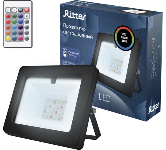 Изображение товара Светодиодный прожектор RITTER RGB 30Вт IP65 с пультом ДУ 53402 0