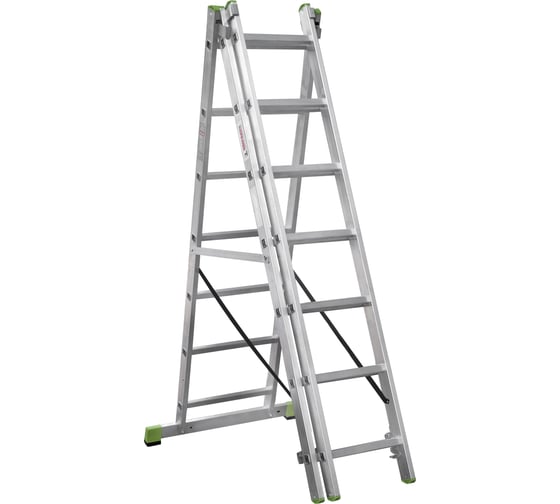 Изображение товара Алюминиевая трехсекционная лестница Новая Высота усиленная 3х7 ступеней 2230307
