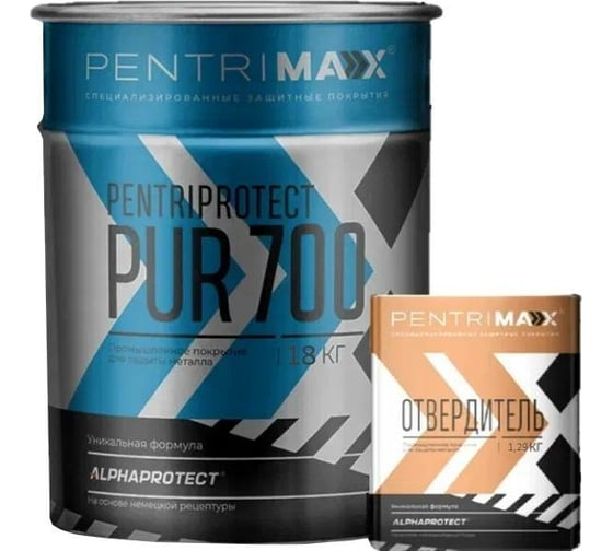 Изображение товара Комплект PentriMax (грунт-эмаль PentriProtect PUR 700 RAL 3020 18 кг; отвердитель PentriHard 700 1,29 кг) 00-00001431