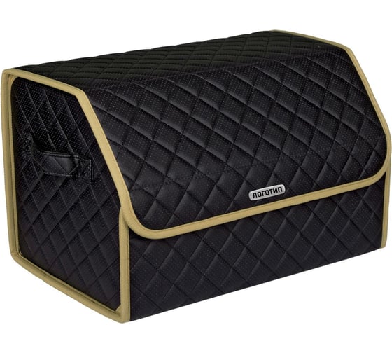 Изображение товара Сумка-органайзер в багажник Vicecar черная нить/бежевый кант, логотип Audi VC803_бежевый