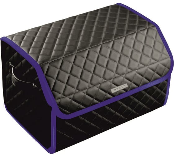 Изображение товара Сумка-органайзер в багажник Vicecar серая нить/темно-синий кант, логотип LAND ROVER VC013_темносиний