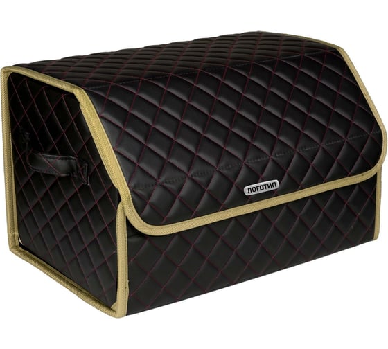 Изображение товара Сумка-органайзер в багажник Vicecar красная нить/бежевый кант, логотип M версия VC914_бежевый