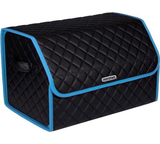 Изображение товара Сумка-органайзер в багажник Vicecar черная нить/светло-синий кант, логотип MAZDA VC815_светлосиний