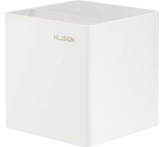 Изображение товара Подставка для пишущих принадлежностей DELI Nusign, 2 отделения, 84x84x86 мм, белый пластик, 12 шт в упаковке ENS011-white