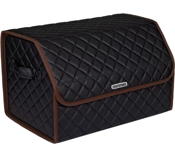 Изображение товара Сумка-органайзер в багажник Vicecar черная нить/коричневый кант, логотип BMW VC804_коричневый